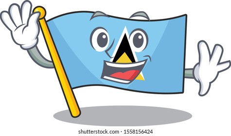 waving flag saint lucia with character shape