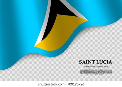 waving flag of Saint Lucia on transparent background. Template for independence day. vector illustration
