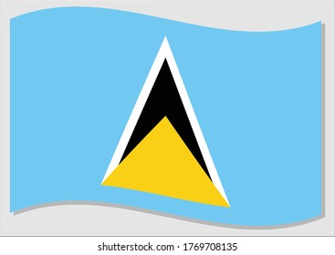 Waving flag of Saint Lucia vector graphic. Waving Saint Lucian flag illustration. Saint Lucia country flag wavin in the wind is a symbol of freedom and independence.