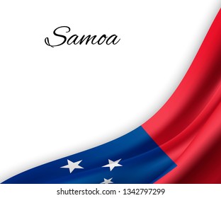 waving flag of Samoa on white background. Template for independence day. vector illustration
