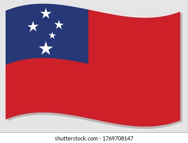 Waving flag of Samoa vector graphic. Waving Samoan flag illustration. Samoa country flag wavin in the wind is a symbol of freedom and independence.