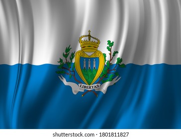 Waving flag of the San Marino. Waving San Marino flag