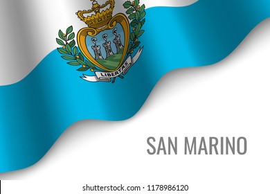 waving flag of san Marino with copyspace. Template for brochure. vector illustration