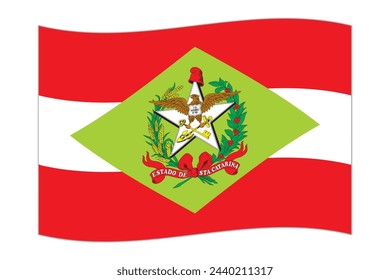 Waving flag of Santa Catarina. Vector illustration.