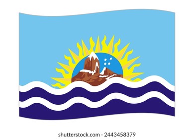 Waving flag of Santa Cruz, administrative division of Argentina. Vector illustration.