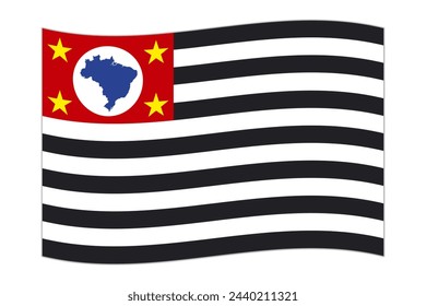 Ondeando la bandera de Sao Paulo. Ilustración vectorial.