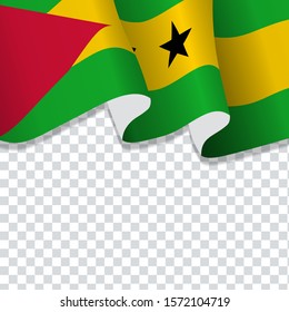 Waving flag of Sao Tome for independence Day isolated on transparent background
