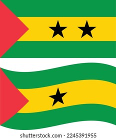 Waving flag of Sao Tome and Principe. Sao Tome and Principe flag on white background. flat style.