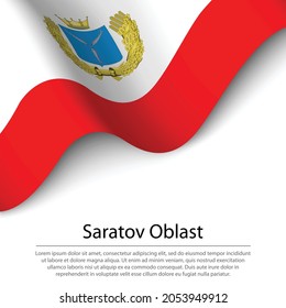 Waving flag of Saratov Oblast is a region of Russia on white background. Banner or ribbon vector template 