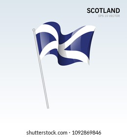 Waving flag of Scotland country of United Kingdom on gray background