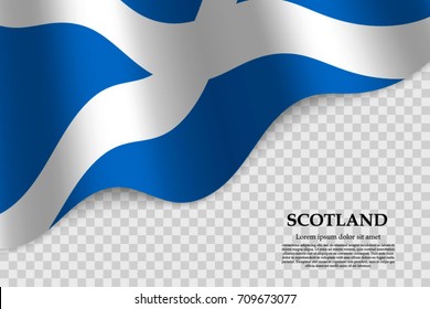 waving flag of Scotland on transparent background. Template for independence day. vector illustration