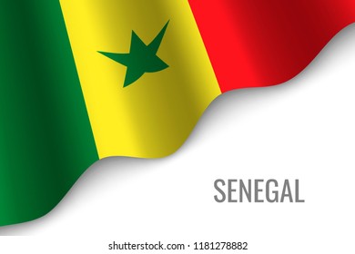 waving flag of Senegal with copyspace. Template for brochure. vector illustration