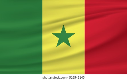 Waving flag of Senegal. Flag has real fabric texture.