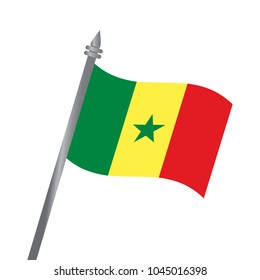 Waving Flag of Senegal isolated vector illustration. Can be used for Independence day, government holidays, football match, sports, travel and tourism. 