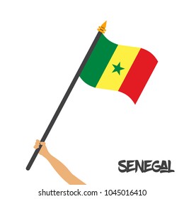 Waving Flag of Senegal isolated vector illustration. Can be used for Independence day, government holidays, football match, sports, travel and tourism. 