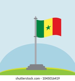 Waving Flag of Senegal isolated vector illustration. Can be used for Independence day, government holidays, football match, sports, travel and tourism. 