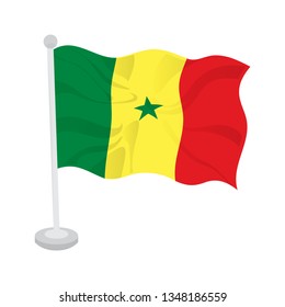 Waving flag of Senegal on a flagpole. Vector illustration design