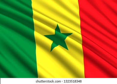 waving flag of Senegal. Vector illustration