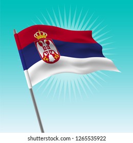 Waving flag of Serbia. Vector drawing illustration of flag.