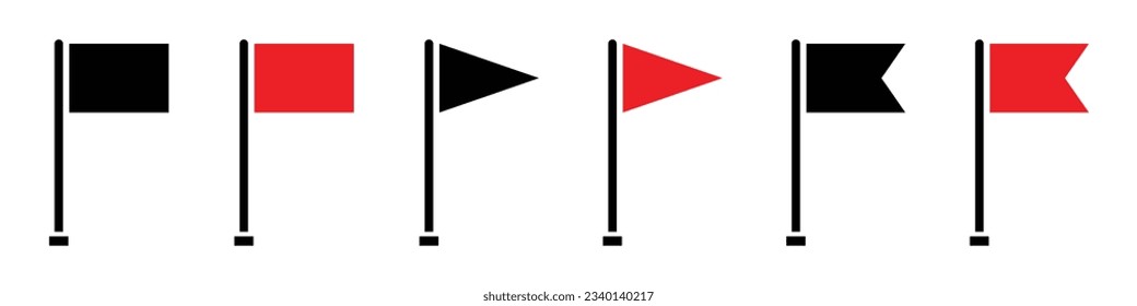 Waving flag set icon. Pin flag icon, vector illustration