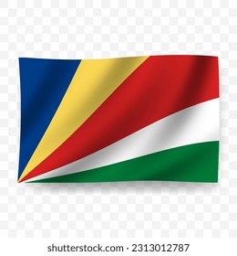 Waving flag of Seychelles. Illustration of flag on transparent background(PNG).