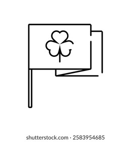 Waving flag with Shamrock Leaf Isolated Vector Icon