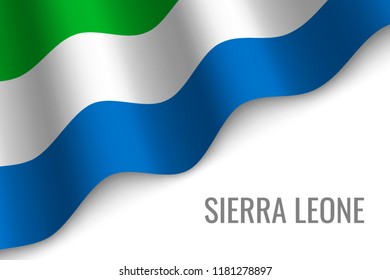 waving flag of Sierra Leone with copyspace. Template for brochure. vector illustration