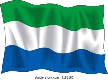 Waving flag of "Sierra Leone" isolated on white