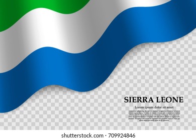 waving flag of Sierra Leone on transparent background. Template for independence day. vector illustration