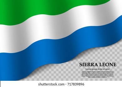 waving flag of Sierra Leone on transparent background. Template for independence day. vector illustration