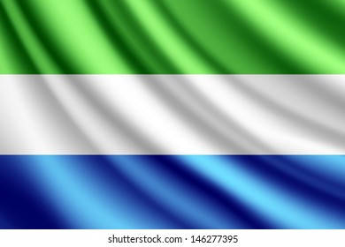 Waving flag of Sierra Leone, vector