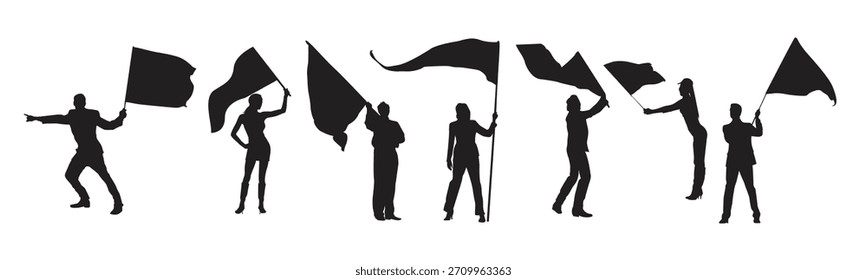 waving flag silhouette vector illustration