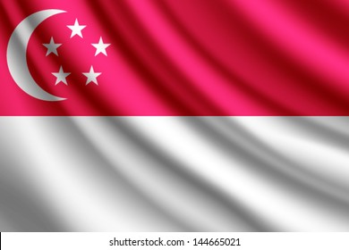 Waving flag of Singapore, vector