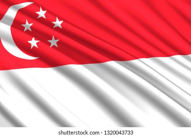 waving flag of Singapore. Vector illustration