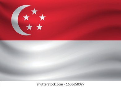 Waving Flag Of Singapore. Vector Illustration