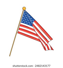 Waving flag sketch of United States Vector illustration