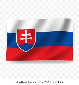 Waving flag of Slovakia. Illustration of flag on transparent background(PNG).