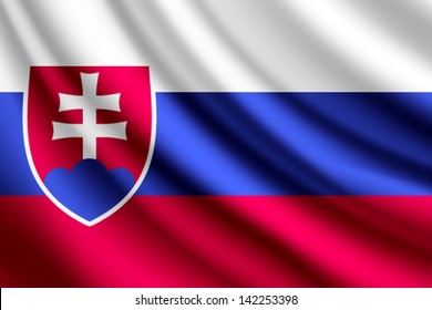 Waving flag of Slovakia, vector