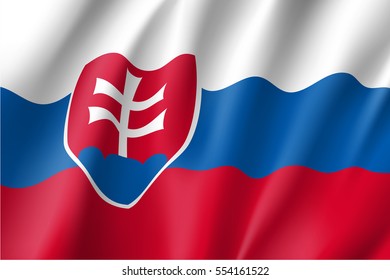 Waving flag of Slovakia. Vector illustration of 3D icon.