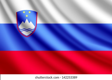 Waving Flag Of Slovenia, Vector