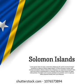 waving flag of Solomon Islands on white background. Template for independence day. vector illustration