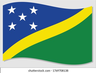 Bandera ondulante del vector gráfico de las Islas Salomón. Ilustración de la bandera de las Islas Salomón. La bandera de las Islas Salomón ondeando en el viento es un símbolo de libertad e independencia.
