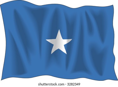 Bandera onduladora de Somalia aislada en blanco