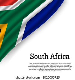 waving flag of South Africa on white background. Template for independence day. vector illustration
