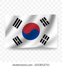 Waving flag South Korea  Illustration flag transparent background(PNG) 