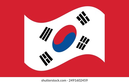 Waving flag of South Korea. Illustration of flag on transparent background