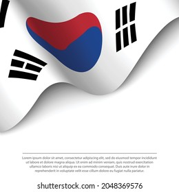 Waving flag of South Korea on white background. Banner or ribbon vector template for independence day