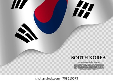 waving flag of South Korea on transparent background. Template for independence day. vector illustration