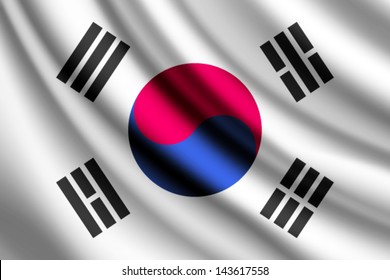 Waving flag of South Korea, vector