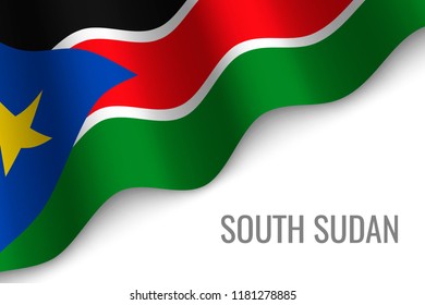 waving flag of South Sudan with copyspace. Template for brochure. vector illustration